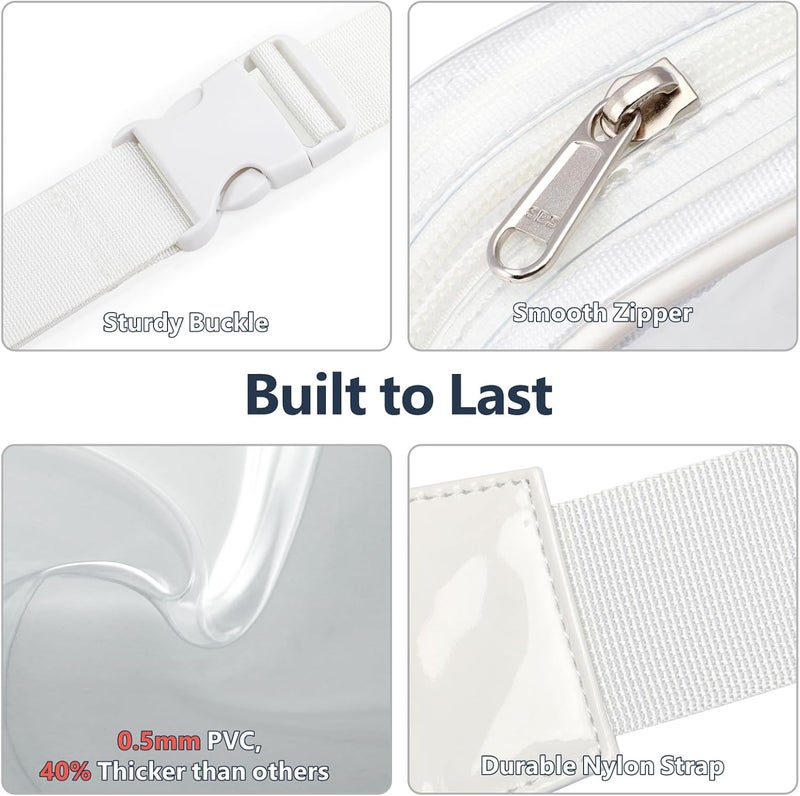 Packism Clear Fanny Pack Stadium Approved - 2 Pack Clear Belt Bag for Women Men Plus Size Transparent Waist Bag Crossbody with Adjustable Strap for Concerts, Sporting Events - White - Image 5